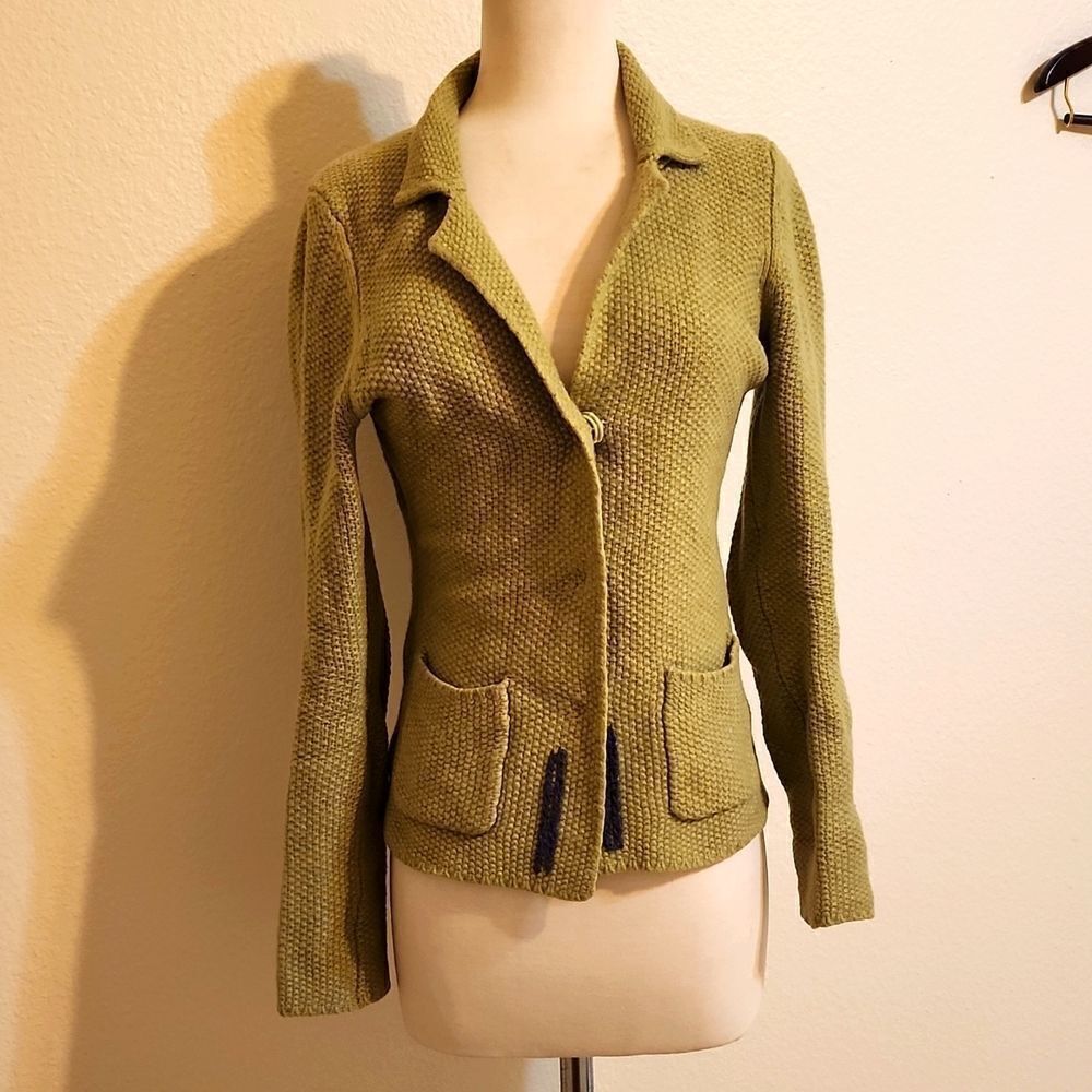 Boden Green Wool Cardigan Sweater size 12